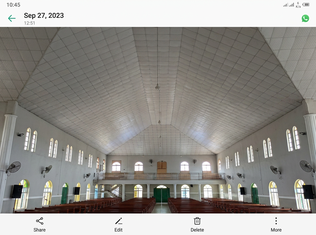Suspended ceiling installation in a church auditorium
