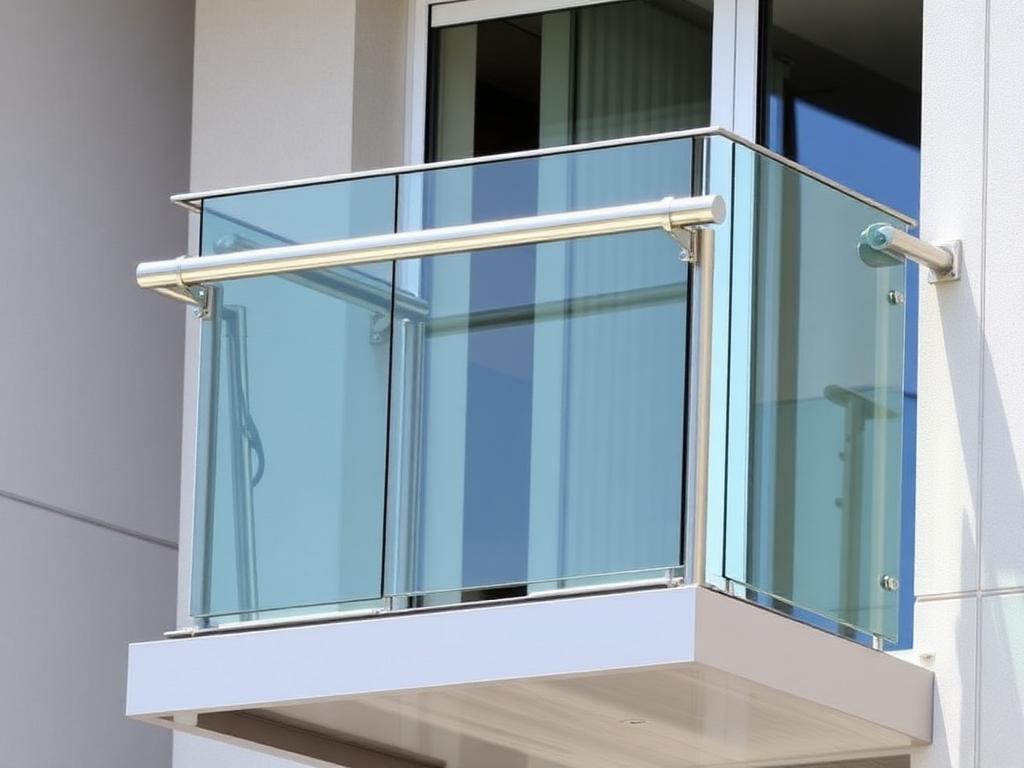 Stainless steel and glass balcony balustrade on a modern building