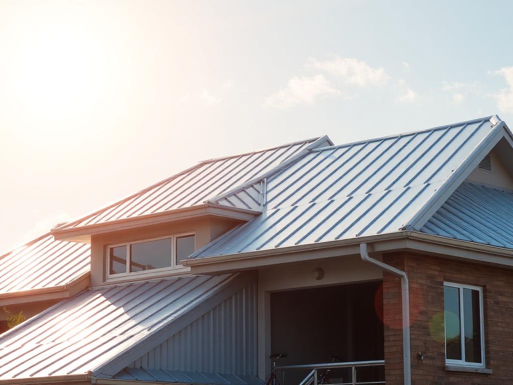 Completed long-span aluminum roof on a residential building