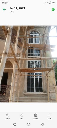 White aluminum sash window installation